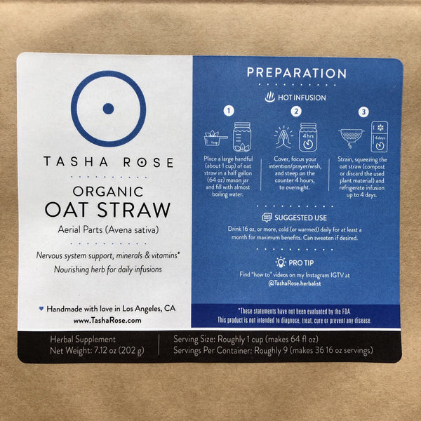 Organic Oat Straw - Daily Nourishing Infusion Tasha Rose 