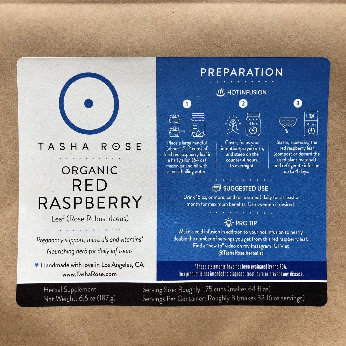 Organic Red Raspberry - Daily Nourishing Infusion Tasha Rose
